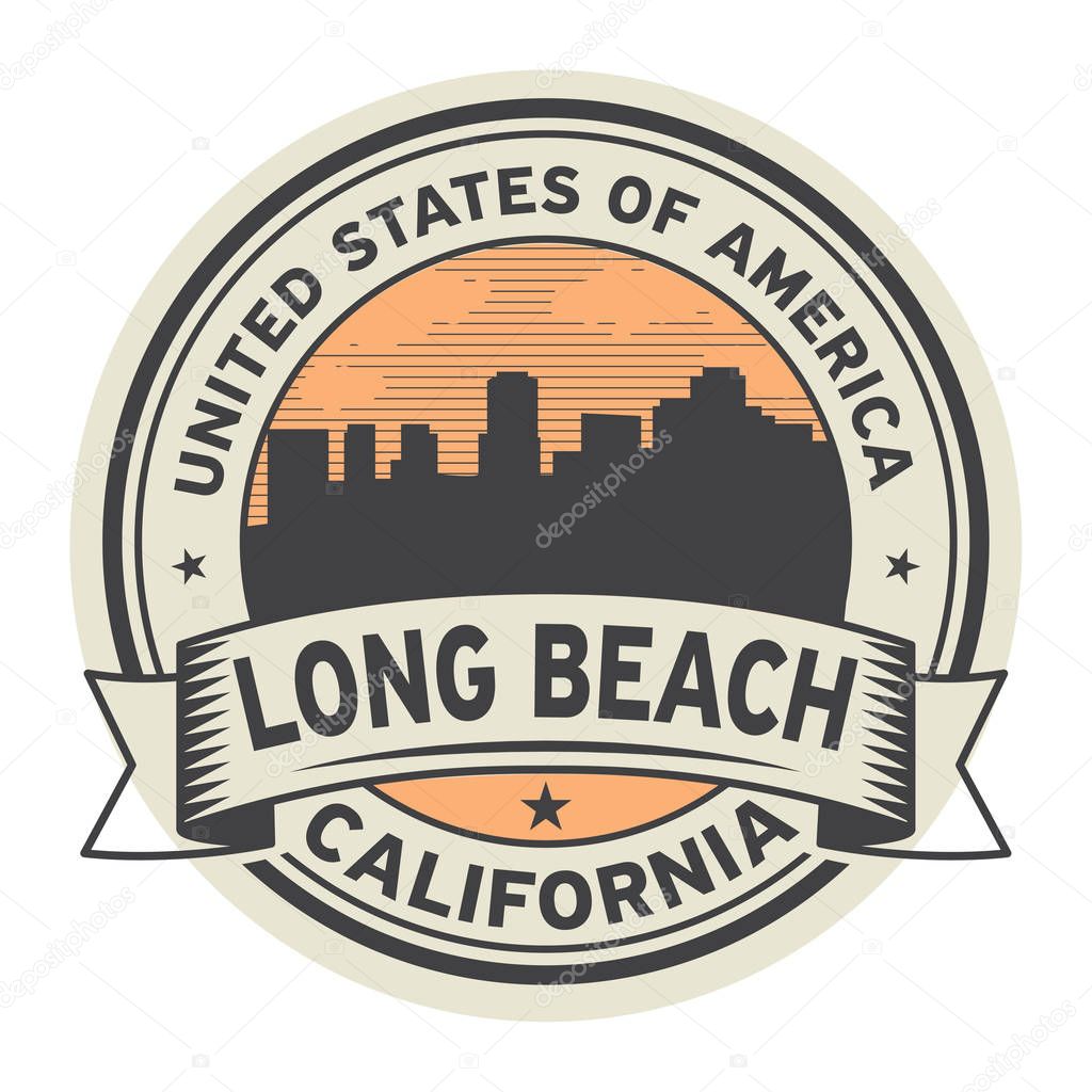 Stamp or label with name of Long Beach, California