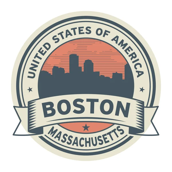 Carimbo ou rótulo com nome de Boston, Massachusetts — Vetor de Stock