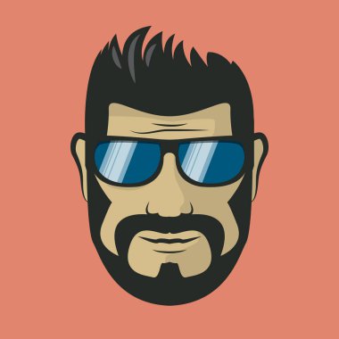 Sakallı hippi erkek güneş gözlüğü ile