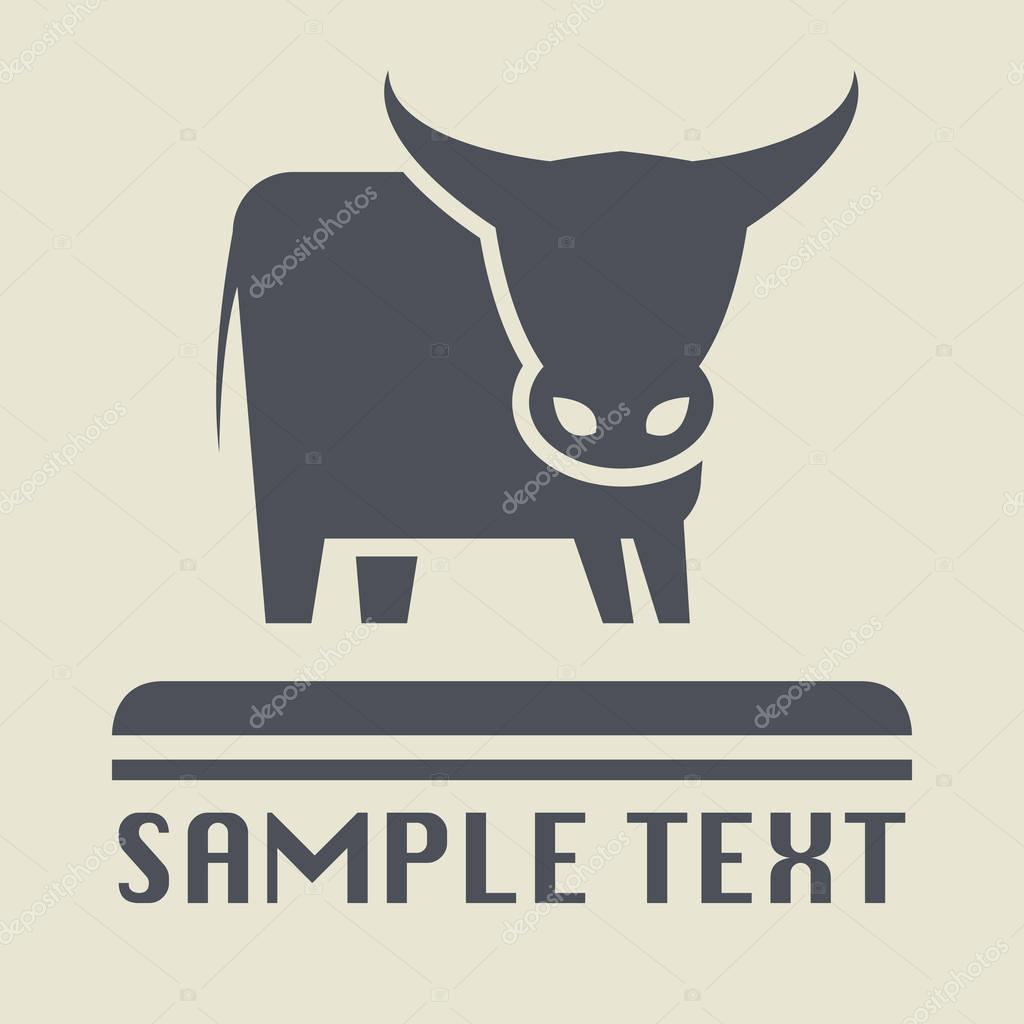 Bull or Cow icon or sign, vector illustration
