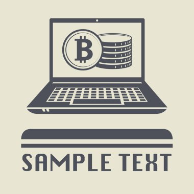 Bitcoin simgesi olan dizüstü bilgisayar