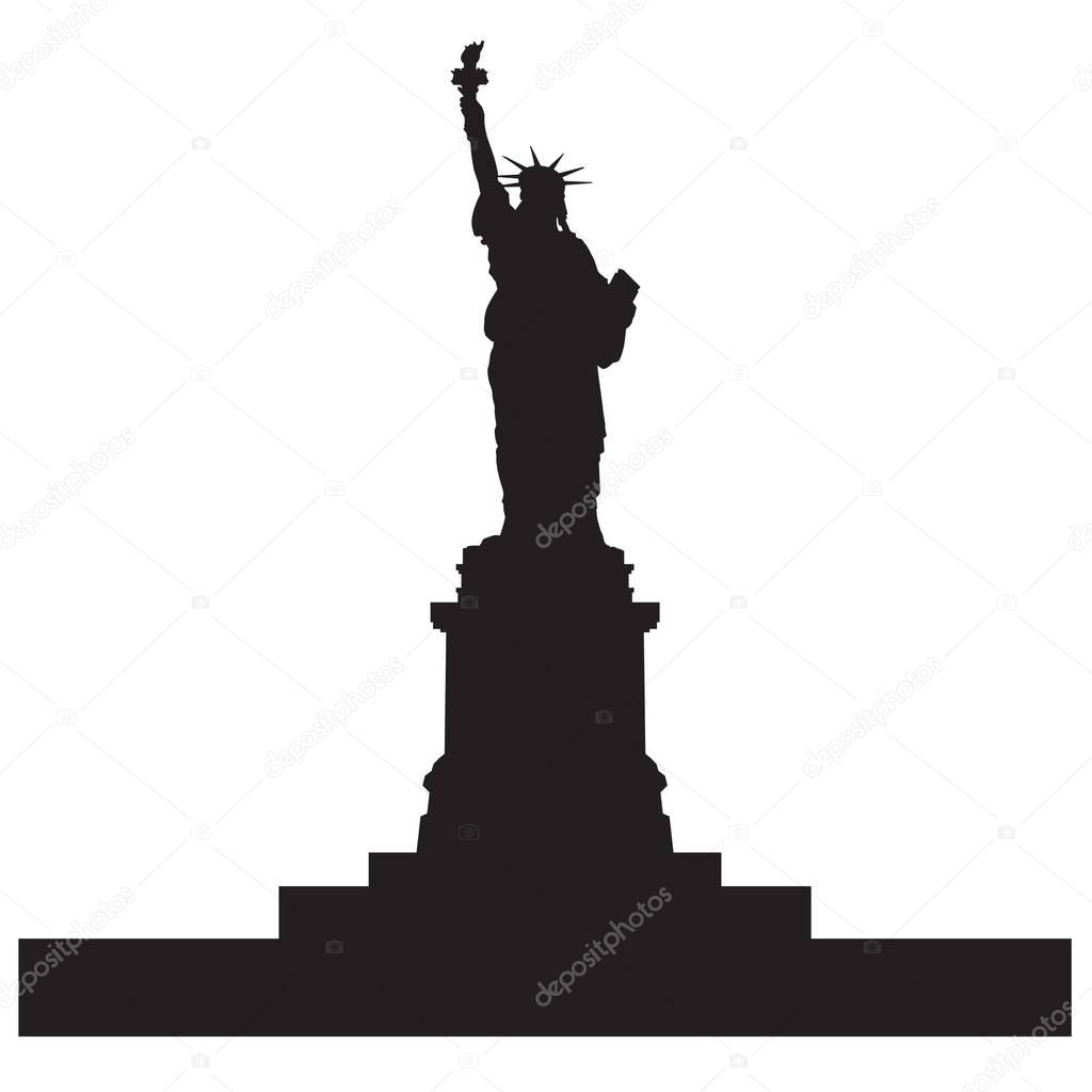 Statue of Liberty, NYC, black silhouette, vector illustration