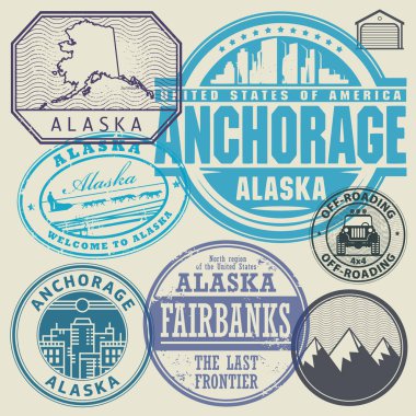 Retro vintage posta pulları Alaska, Anchorage