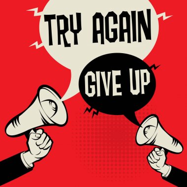 Megafon el iş kavramı Yeniden Dene'yi Give Up karşı