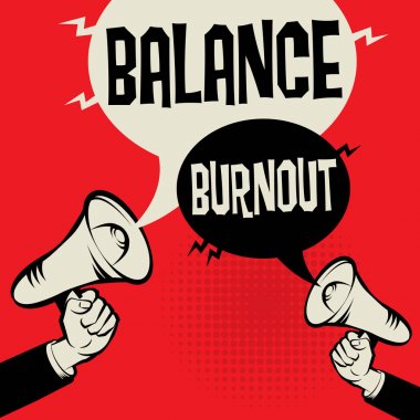 Megafon el iş kavramı Burnout karşı denge