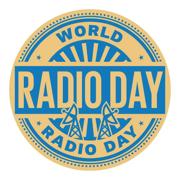 Резиновая марка Всемирного дня радио — стоковый вектор