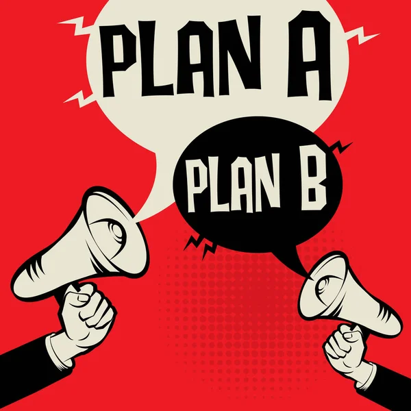 Concepto de negocio de mano de megáfono Plan A versus Plan B — Vector de stock