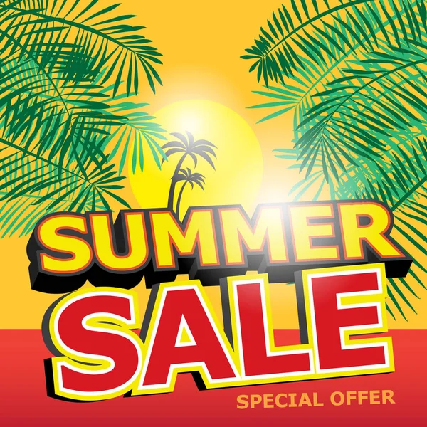 Poster Design con testo Summer Sale — Vettoriale Stock