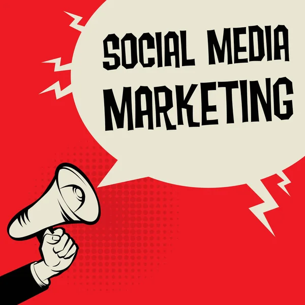 Hand Megaphon Geschäftskonzept Social Media Marketing — Stockvektor