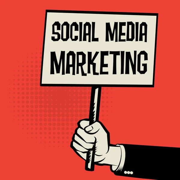 Cartaz na mão, conceito de negócio Social Media Marketing — Vetor de Stock