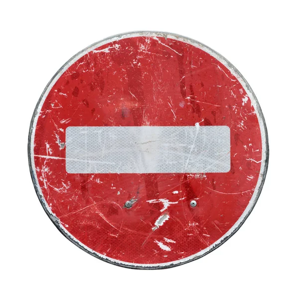 Старый красный знак остановки дороги — стоковое фото