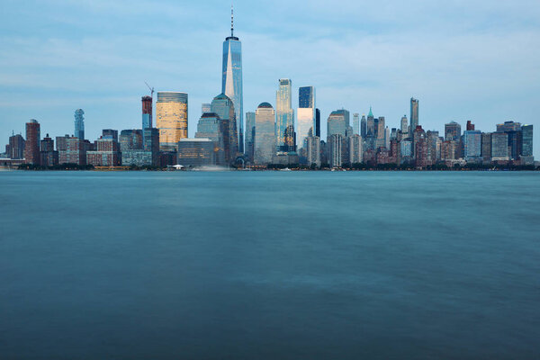 Manhattan Skyline and Hudson river at sunset, New York City