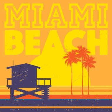 Miami Beach, Florida sahil plaj poster