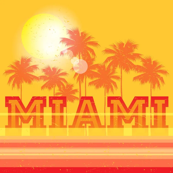 Miami Beach, Florida cartel de la playa de costa — Vector de stock