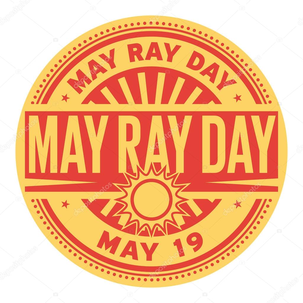 May Ray Day, May 19, rubber stamp, vector Illustration