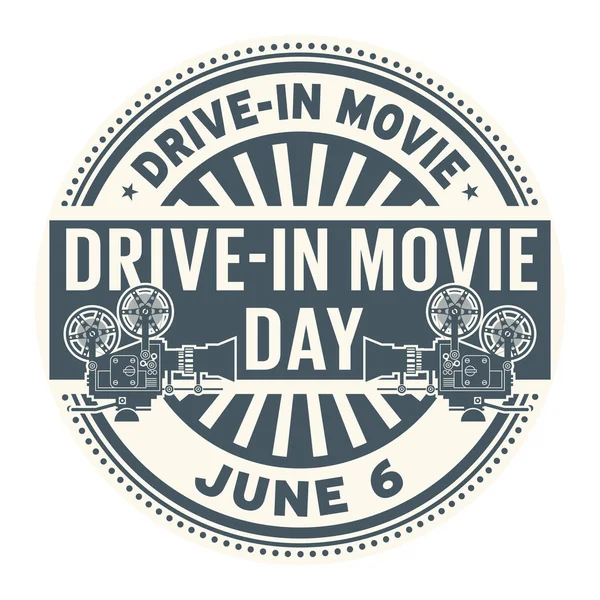 Drive-In ταινία ημέρα σφραγίδα — Διανυσματικό Αρχείο