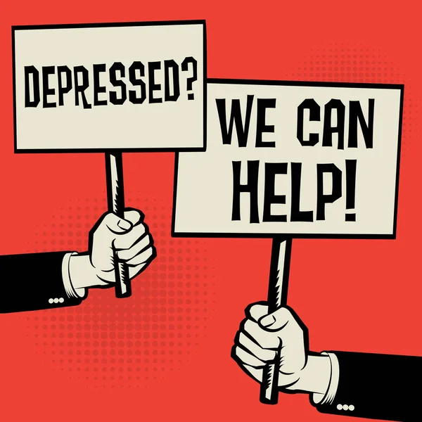Depresso? Possiamo aiutarti. ! — Vettoriale Stock