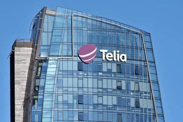 Telia logo on a building — Stock Photo, Image