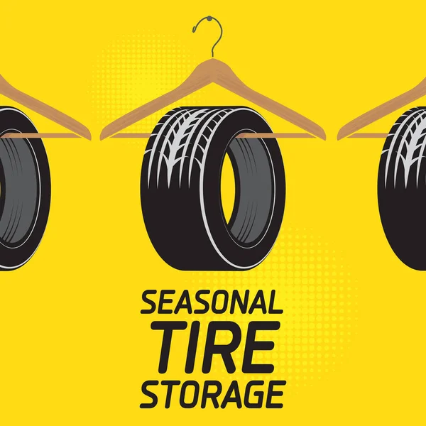 Afiche del garaje Seasonal Tire Storage — Archivo Imágenes Vectoriales