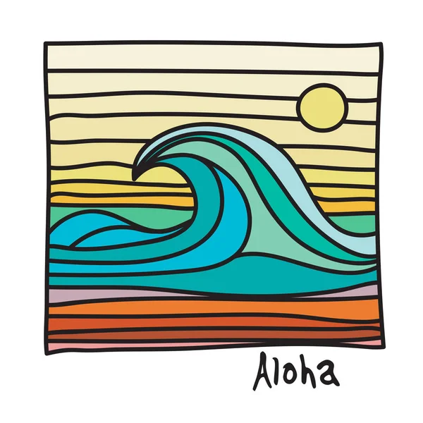 Hawaii beach, sörfçü poster — Stok Vektör