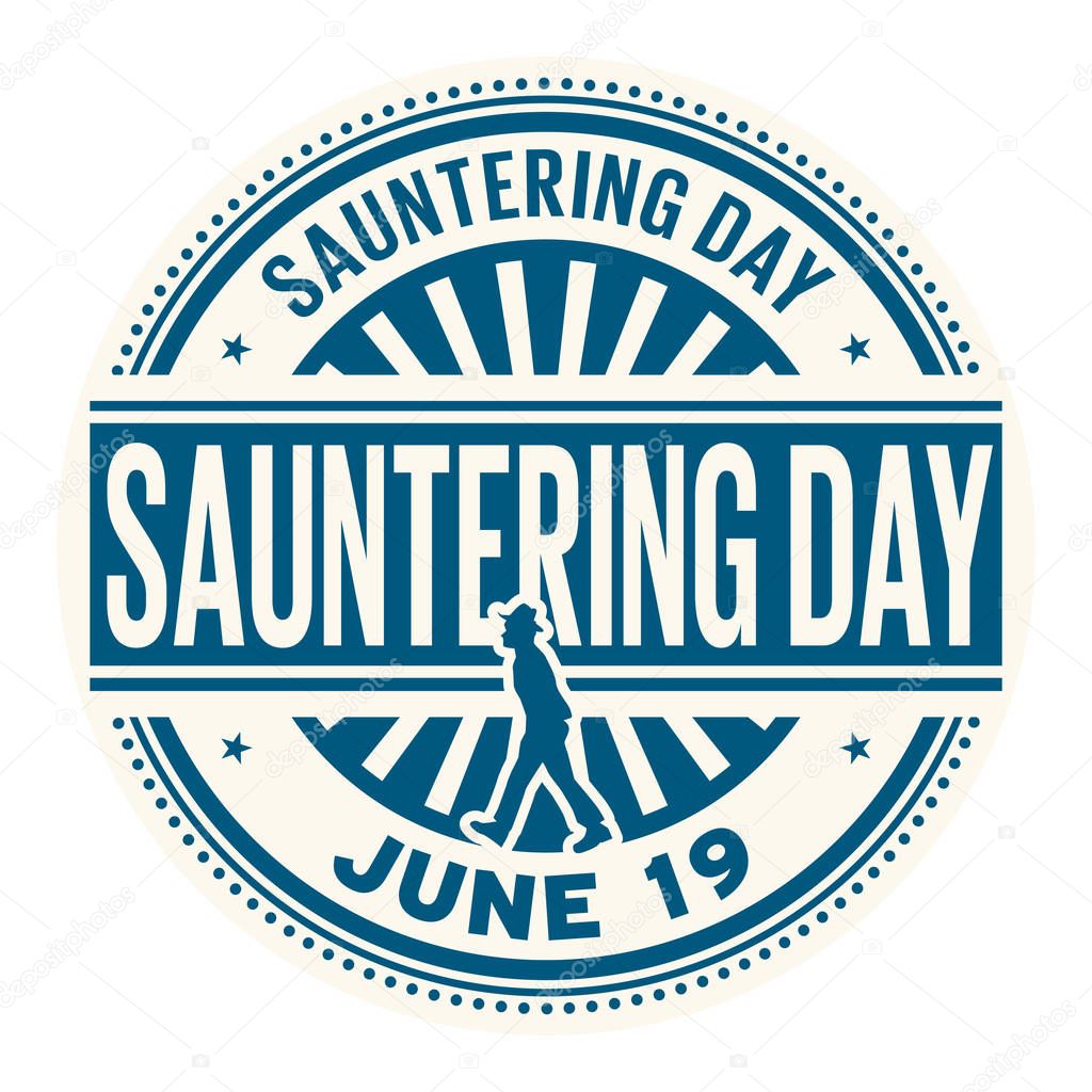 Sauntering Day,  June 19, rubber stamp, vector Illustration