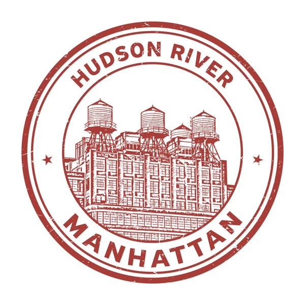 Fiume Hudson, timbro Manhattan — Vettoriale Stock