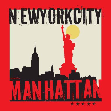 Manhattan, New York city, siluet çizimi