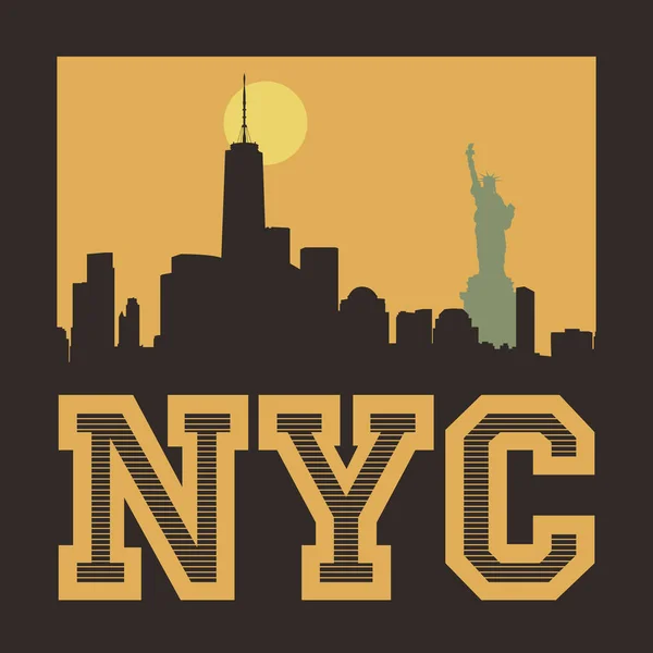 Manhattan, New York, illustrazione della silhouette — Vettoriale Stock