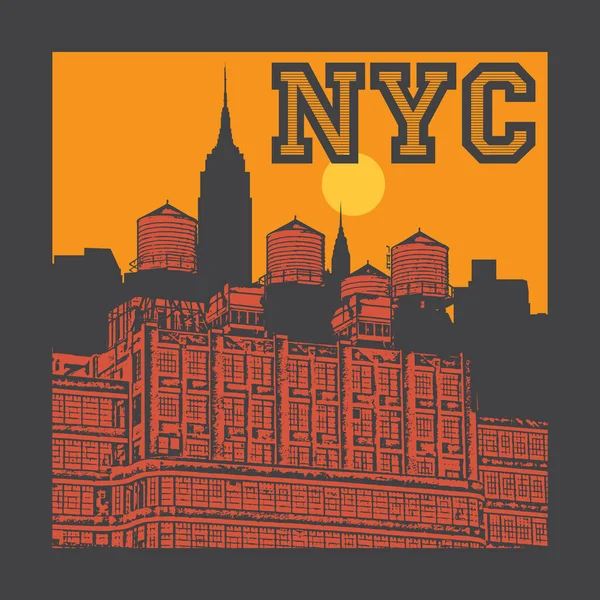 Manhattan, ville de New York, illustration de silhouette — Image vectorielle