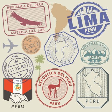 Peru, Güney Amerika seyahat pullar ayarla 