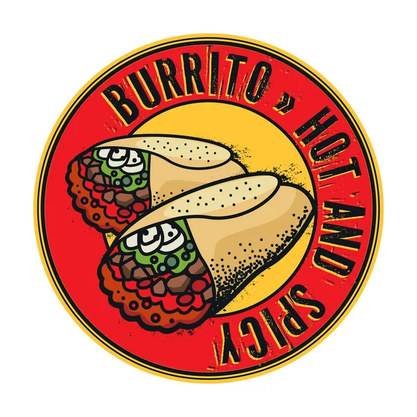 Stempel of label met twee burrito — Stockvector