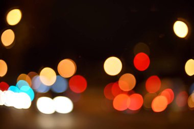 Gece şehir ışıkları arka planı bokeh