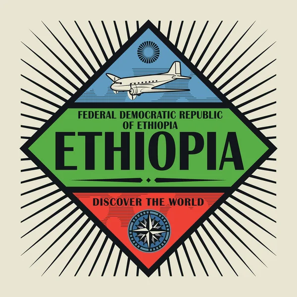 Etiópia, Descubra o Mundo — Vetor de Stock