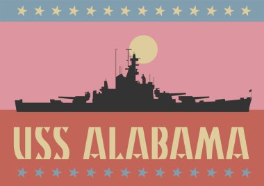USS Alabama savaş gemisi hareket eden Bay