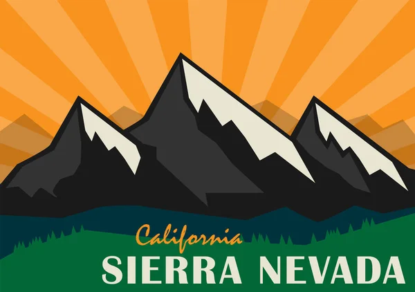 Горы Сьерра-Невада в Калифорнии, США — стоковый вектор