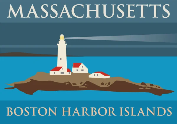 ボストンハーバー灯台 — ストックベクタ