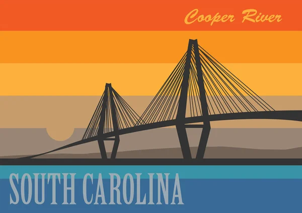 Cooper River Bridge en Carolina del Sur — Vector de stock