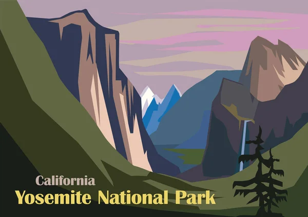 Tunnel View landschap, Nationaal park Yosemite — Stockvector