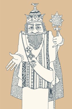 Yaşlı Kral, el çizimi.