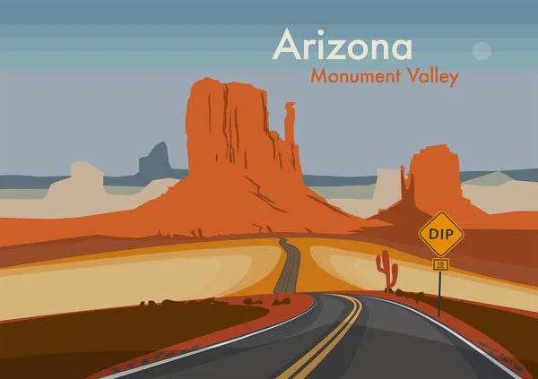 Paisaje del desierto. Monument Valley, Arizona — Vector de stock