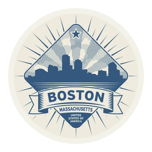 Stamp or label with name of Boston, Massachusetts — Stock Vector