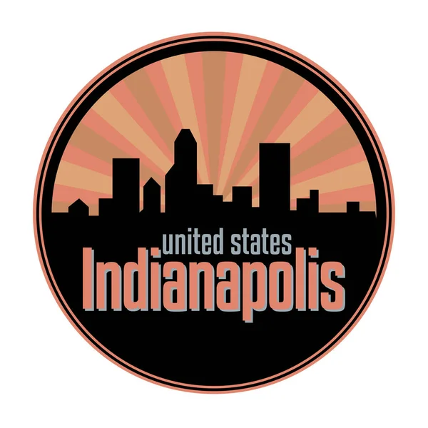 Badge, label or stamp with Indianapolis skyline — 스톡 벡터