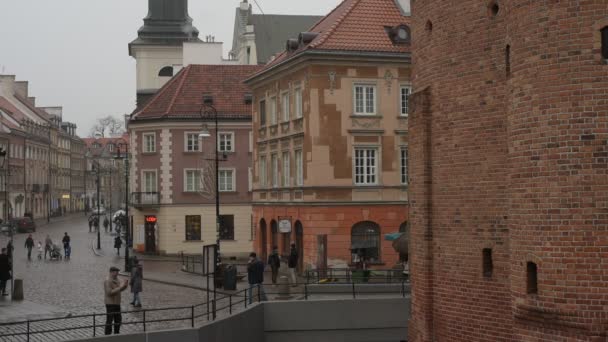 Warszawa Grudnia Miejska Ulica Starego Miasta Warszawie Grudnia 2019 Roku — Wideo stockowe