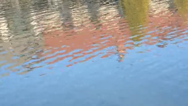 Reflection Buildings Rippled Water Surface — ストック動画