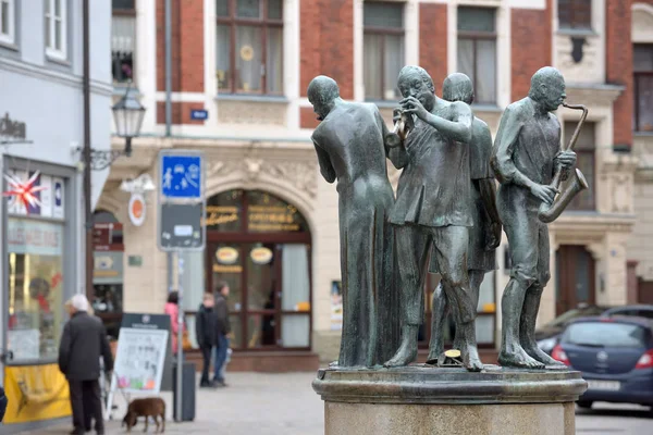 Statue to the Munzenberg Musicians, Quedlinburg — Stock Photo, Image