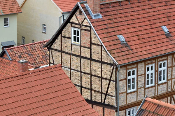 Quedlinburg 'un tarihi çatıları — Stok fotoğraf