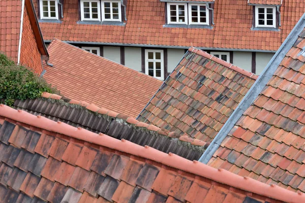 Quedlinburg 'un tarihi çatıları — Stok fotoğraf