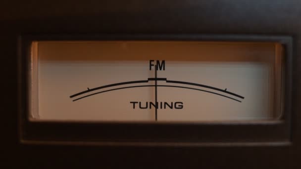 Hand Turning Retro Radio Old Classic Radio Receiver Tuning Close — Stock Video