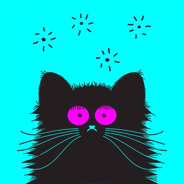 Funny disco cat face — Stock Vector