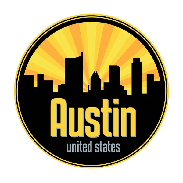 Insignia, etiqueta o sello con el horizonte de Austin — Archivo Imágenes Vectoriales